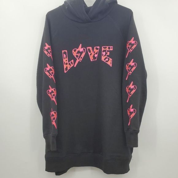 Torrid Tunic Cozy Hoodie Fleece Love Leopard Bolt Size 1X - Picture 3 of 17